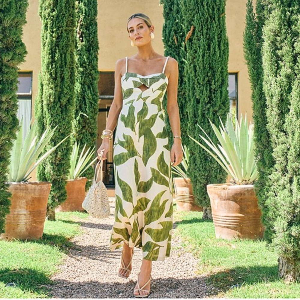 NWT Antonio Melani x M.G. Style Finley Linen Blend Sweetheart Neck Maxi Dress - Picture 5 of 16